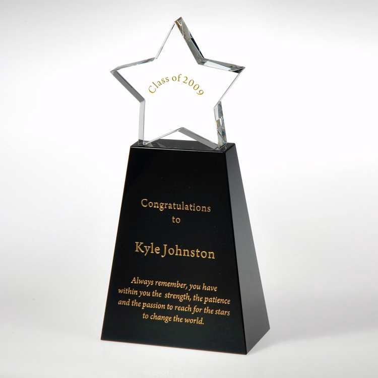 6" Crystal Award-Clear Star w/ Black Base _D130CA