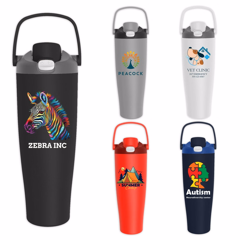 Stowe 40oz  Recycled Stainless Steel Travel Mug with Handle and Straw