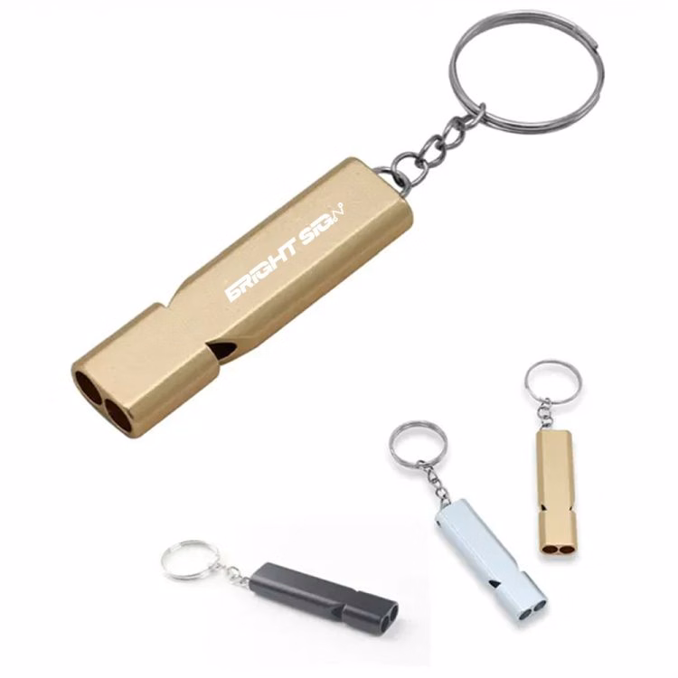Dual-Tube Emergency Survival Whistle Keychain High Frequency Aluminum Alloy