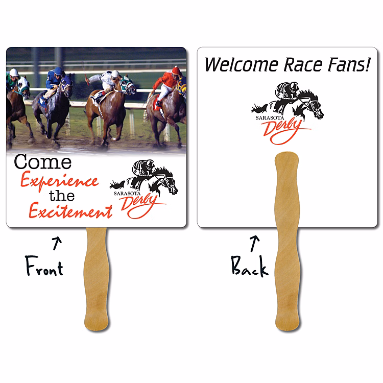 Hand Fan - 8x8 Square (Round Corners) Laminated - 14 pt.