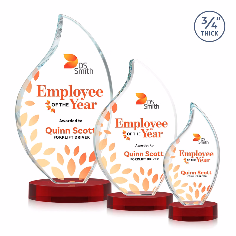 Odessy Flame VividPrint™ Award on Alberton Base - Red