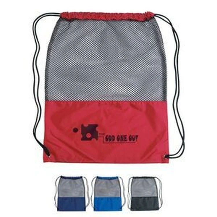 210D Nylon Mesh Drawstring Backpack (14"x17") - Larger Quantities 1