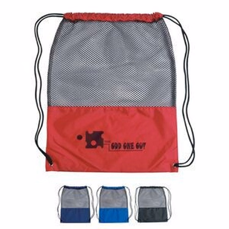 210D Nylon Mesh Drawstring Backpack (14"x17") - Larger Quantities