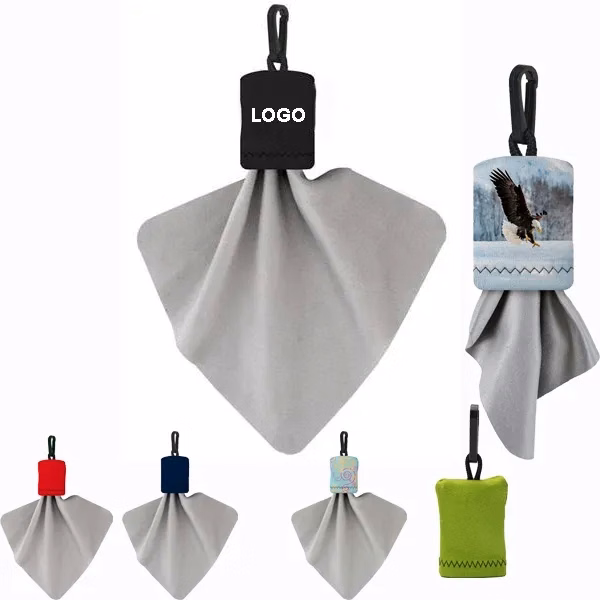 Clip-on Microfiber Lens Cloth Carry Pouch