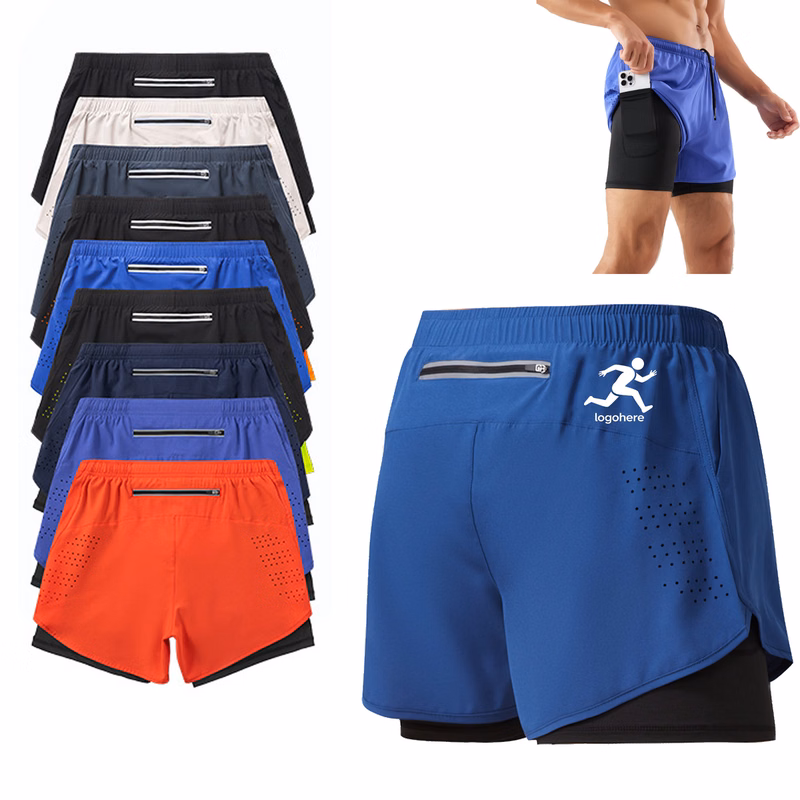 Custom 2 in 1 Men's Running Shorts with Compression Liner
