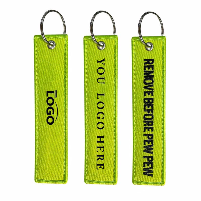 MOQ100 Embroidered Polyester Keychain Tag Label