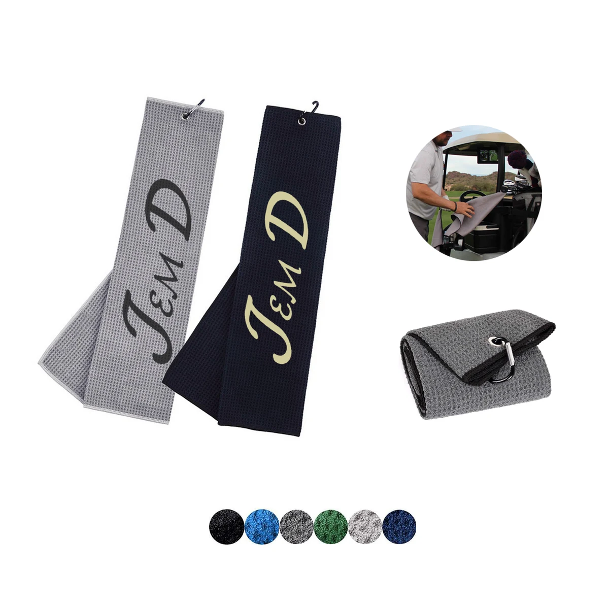 Tri-fold Golf Towel w/ Bag Hook 1