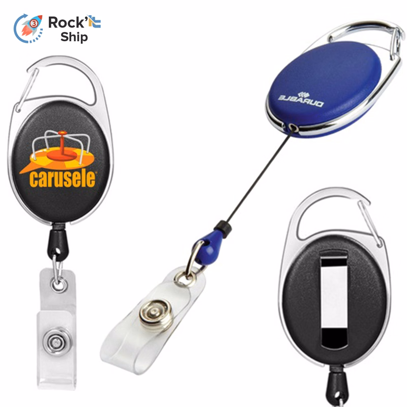 Rock'it 3-Day Oval Carabiner Retractable Badge Reel w/ Belt Clip