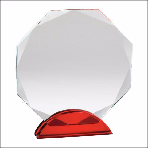 8" Octagon Double Arc On Red Glass Base