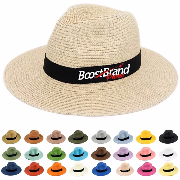 Custom Lightweight Eco-Friendly Straw Wide Brim Sun Hat with UV Shield — Summer Essential