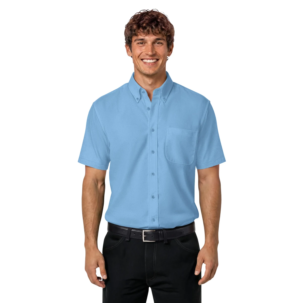 Men's Short-Sleeve Superblend Poplin Shirt with Matching Buttons 1