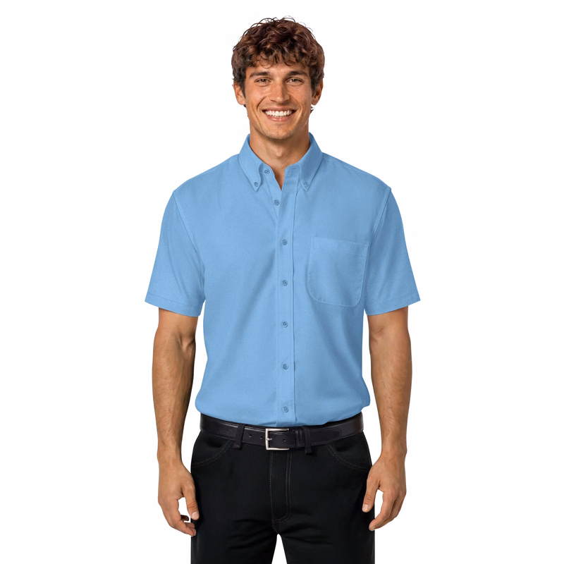 Men's Short-Sleeve Superblend Poplin Shirt with Matching Buttons
