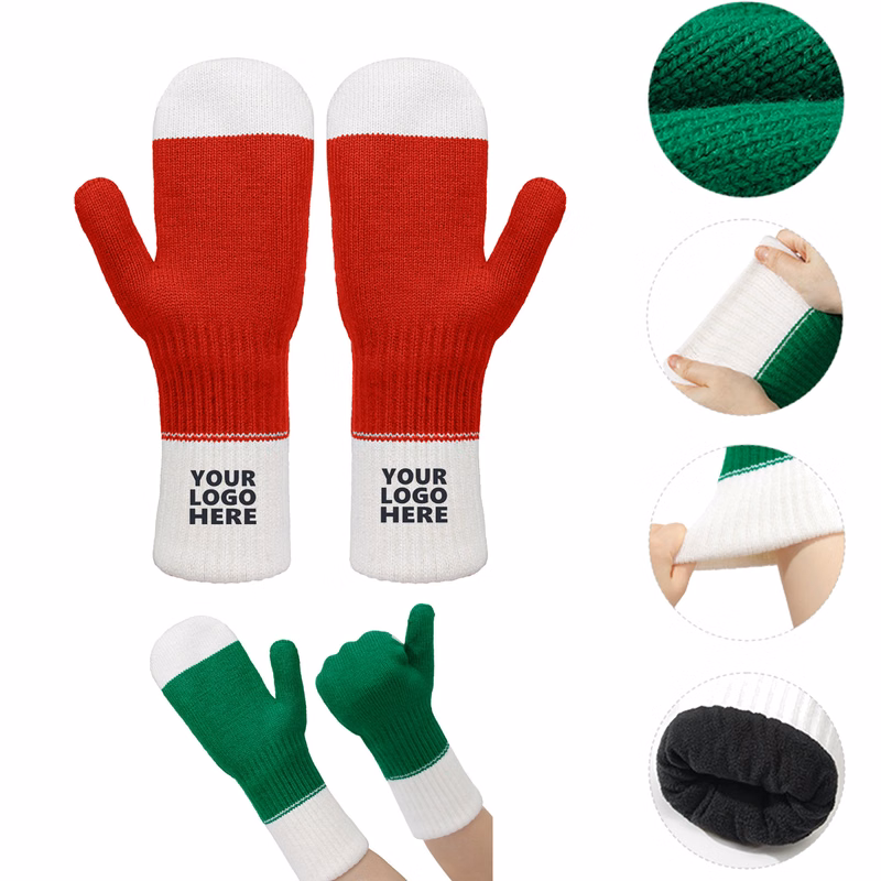 Full-finger Double-layered Christmas Gloves