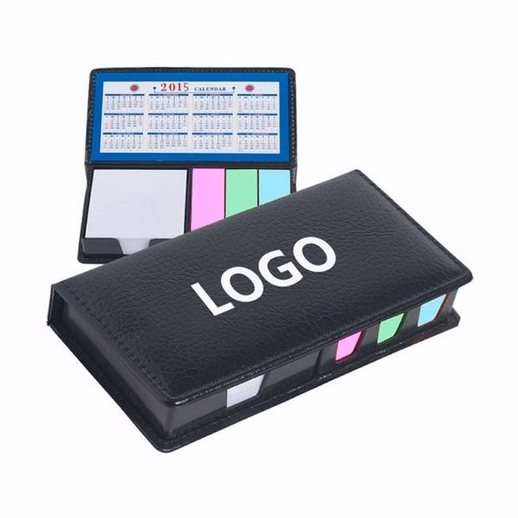 Black Leather Memo Pad Organizer with Calendar