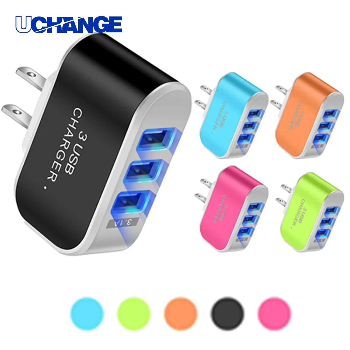 3-Port USB Charger Adapter in Candy Colors 1
