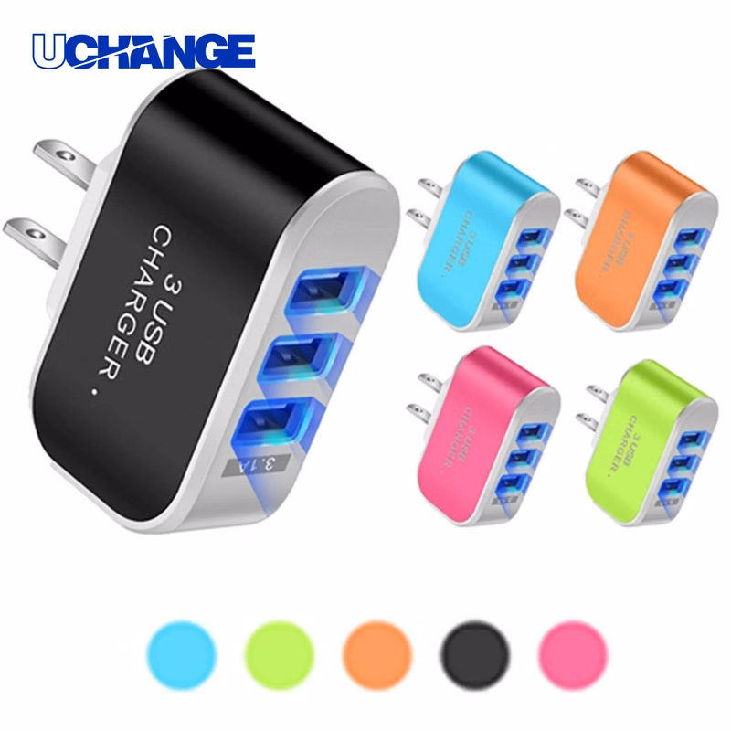 3-Port USB Charger Adapter in Candy Colors