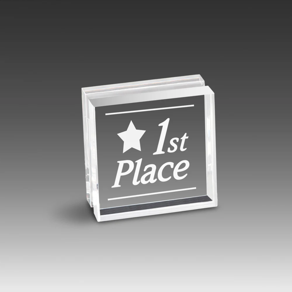 Mini Desk Paper Weight Award w/Polished "V" Groove Edges (1"x1") 1