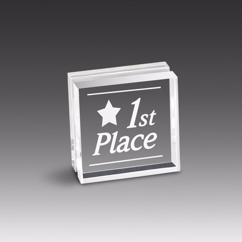 Mini Desk Paper Weight Award w/Polished "V" Groove Edges (1"x1")