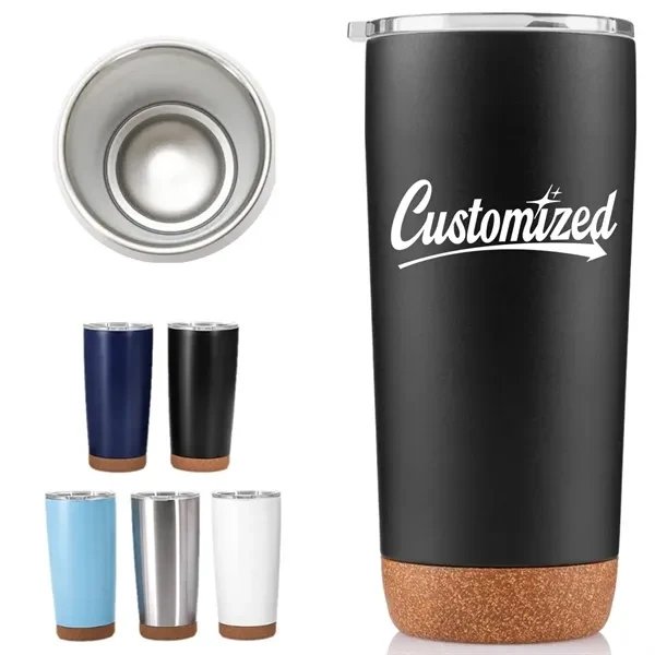 Custom 20 oz Stainless Steel Insulated Tumbler with Cork Base — Corporate Travel Gift 1