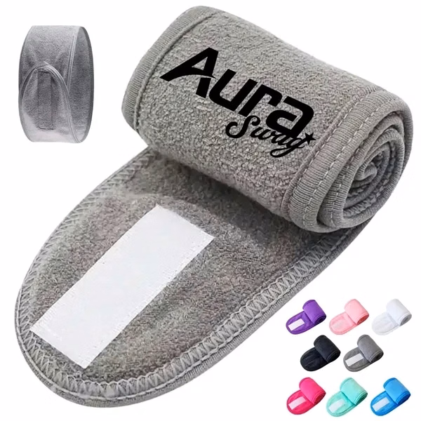 Custom Adjustable Terry Cloth Headband — Spa, Fitness & Wellness Promo