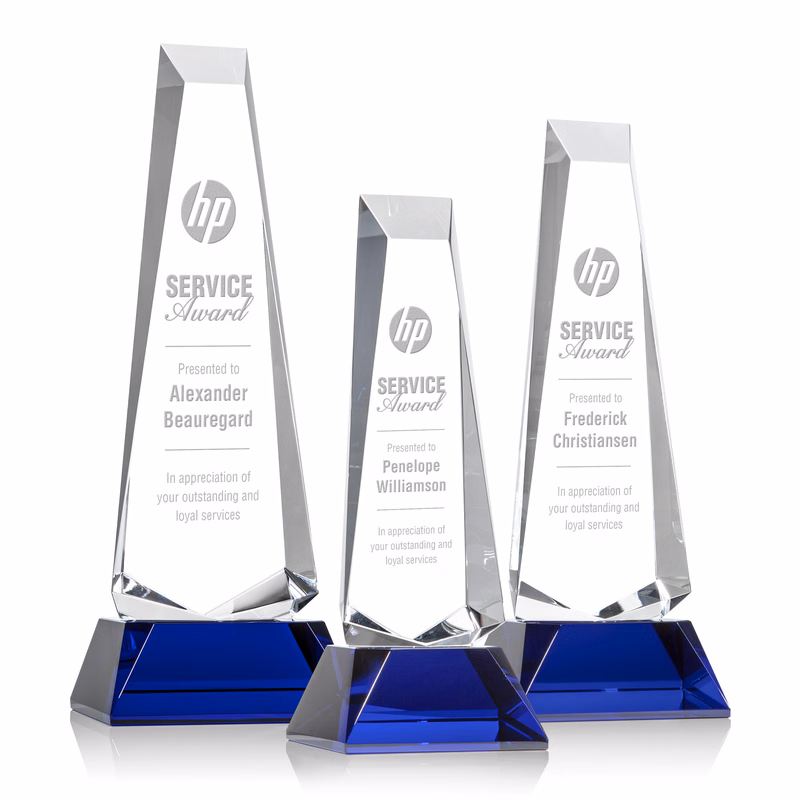 Rustern Obelisk Award on Base - Blue