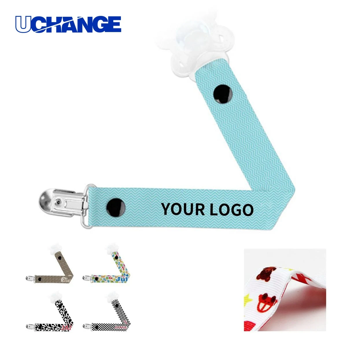 Pacifier Strap Polyester with Metal Clip 1