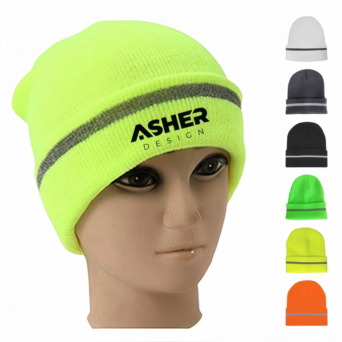 Durable Pure Acrylic Fluorescent Winter Hat with Line 1