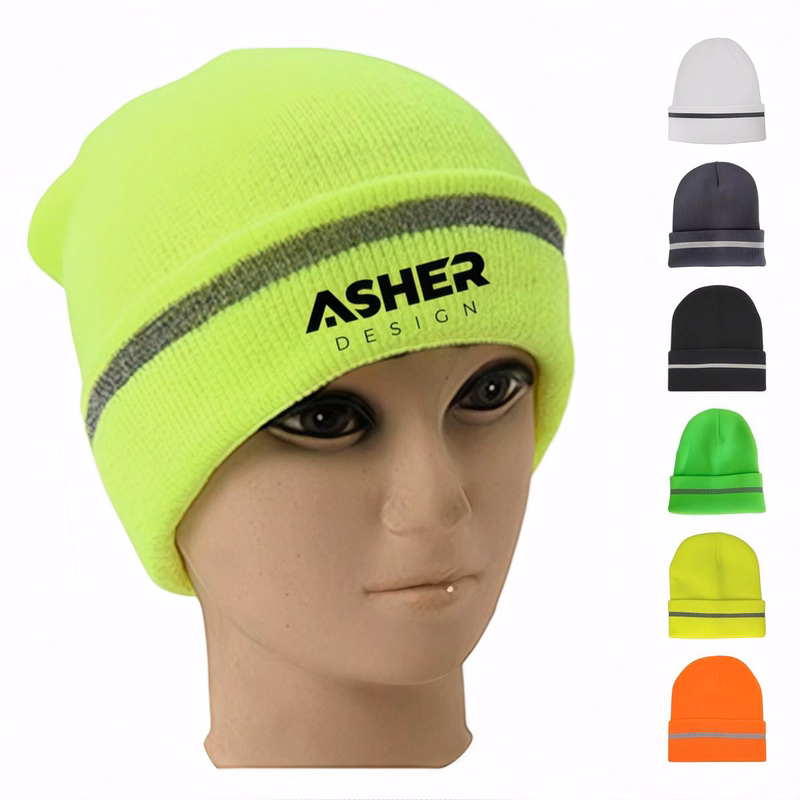 Durable Pure Acrylic Fluorescent Winter Hat with Line