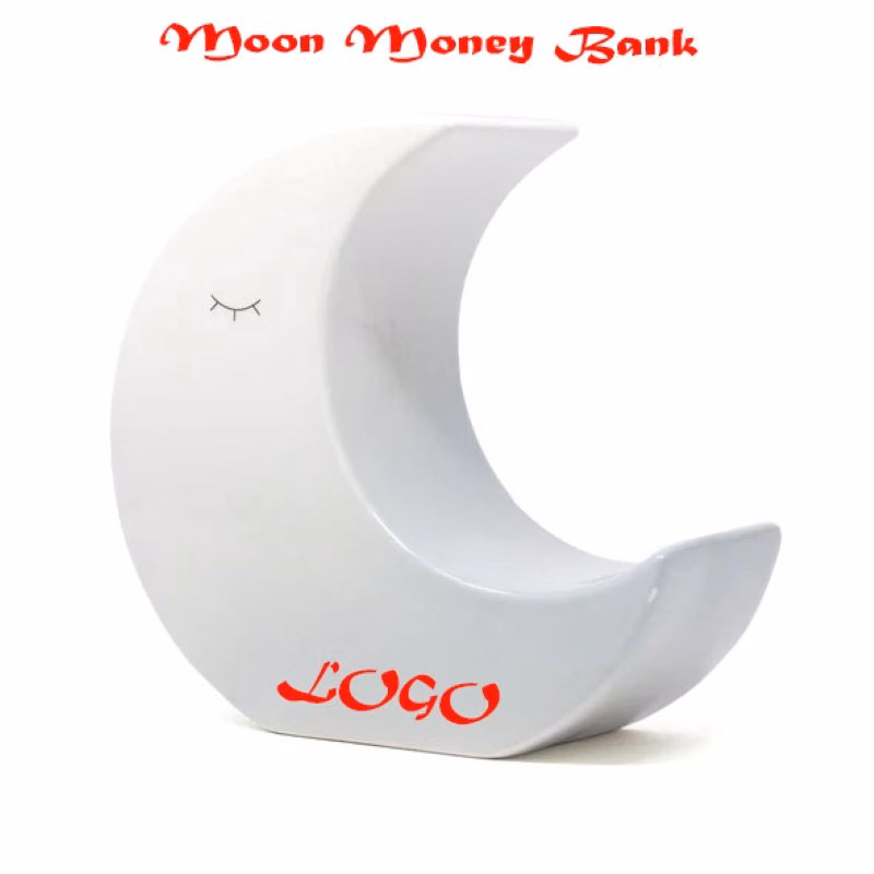 Gray Ombre Moon Money bank