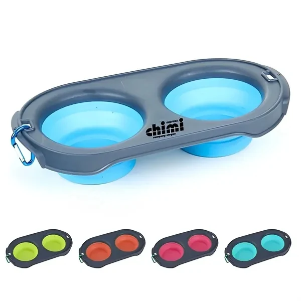 Custom Aluminum Foldable Dog Bowl with Carabiner — Pet Travel Accessory Giveaway 1