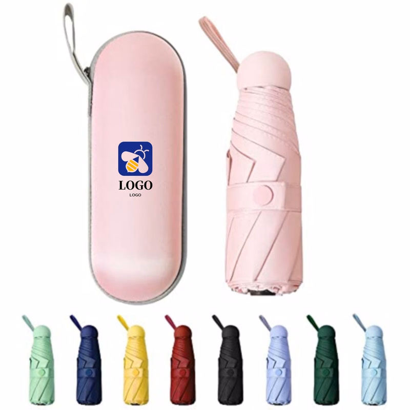 Portable Windproof Mini Travel Sun Rain Umbrella With Case