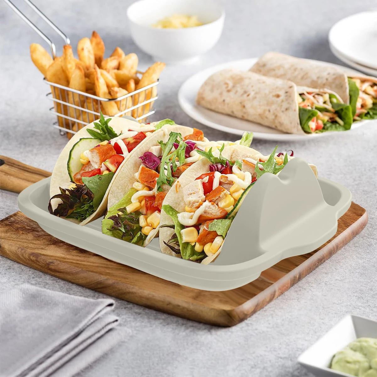Reusable Silicone Taco Holder With Dividers 1
