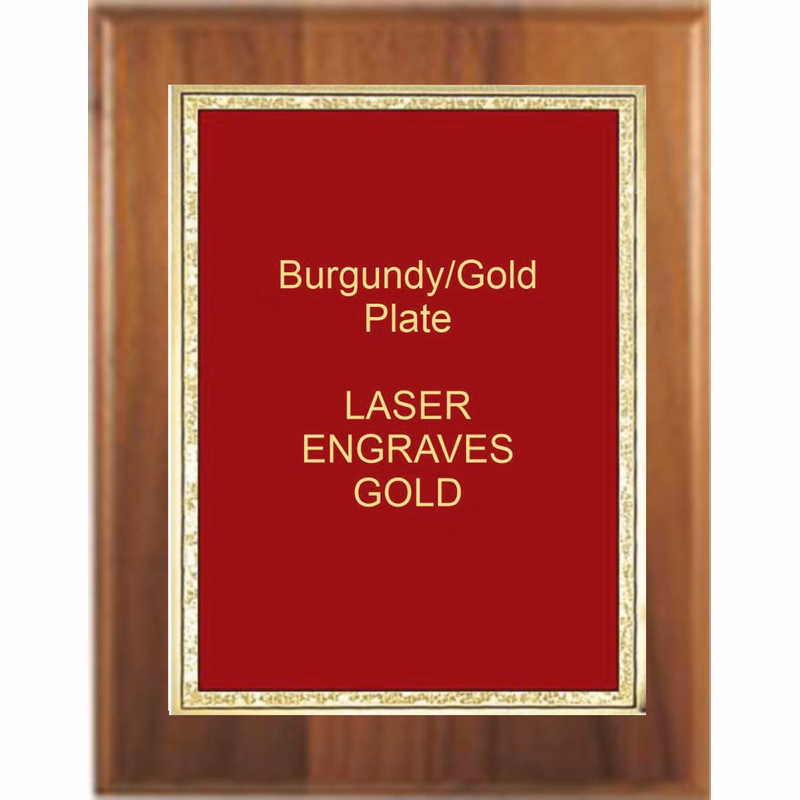 9" x 12" Cherry Finish Plaque with a Burgundy Florentine Plate