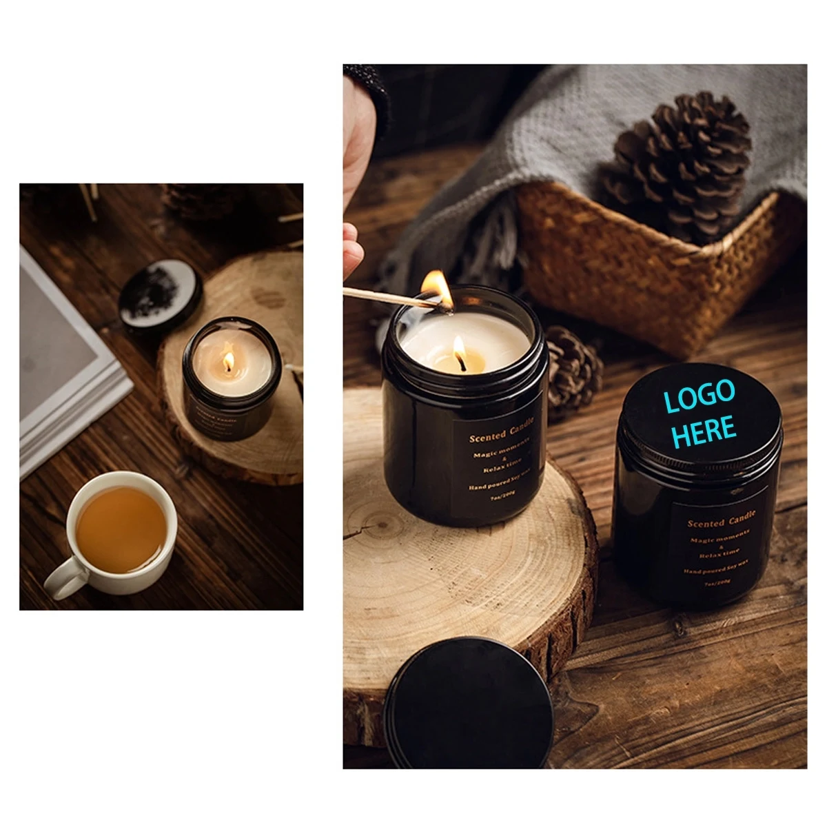Aromatherapy Candle In Black Glass Jar 1