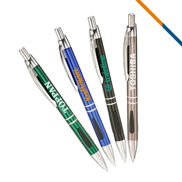 Custom Sania Aluminum Ballpoint Pen with Silver Accents — Professional Office Writing Pen, custom pen with logo imprint 1