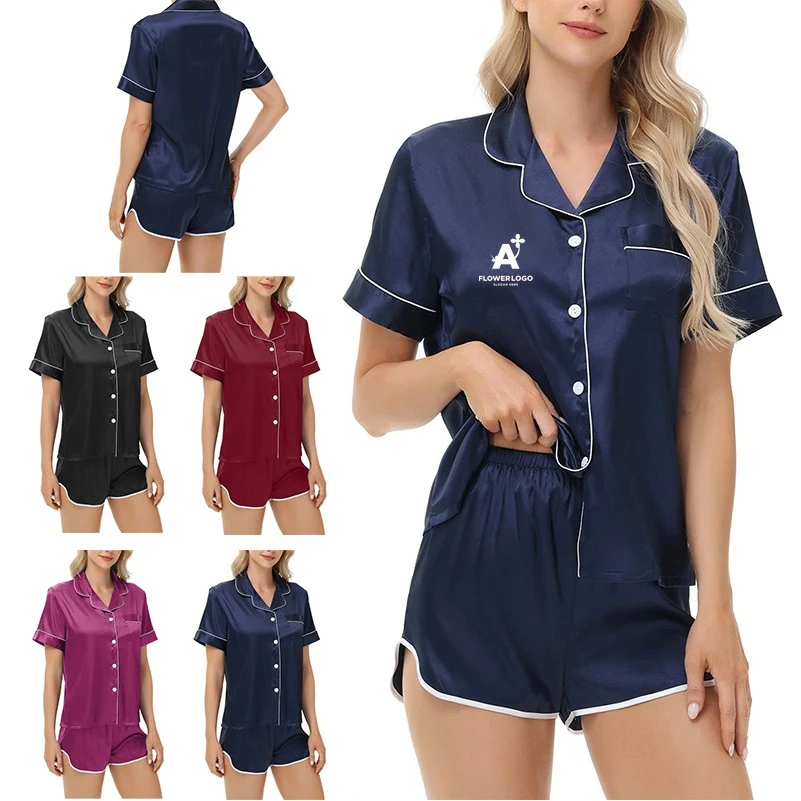 Women Silk Satin Pajamas Set 1