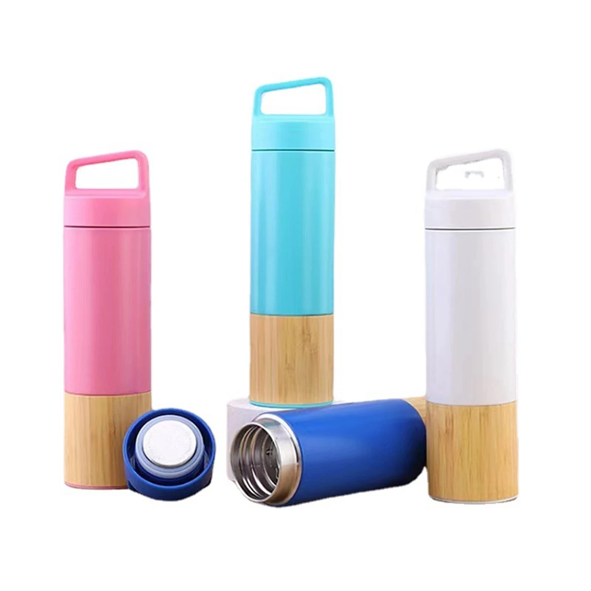 20 Oz. Triple Wall Bamboo 304 Stainless Steel Vacuum Flask, custom water bottle with logo imprint 1