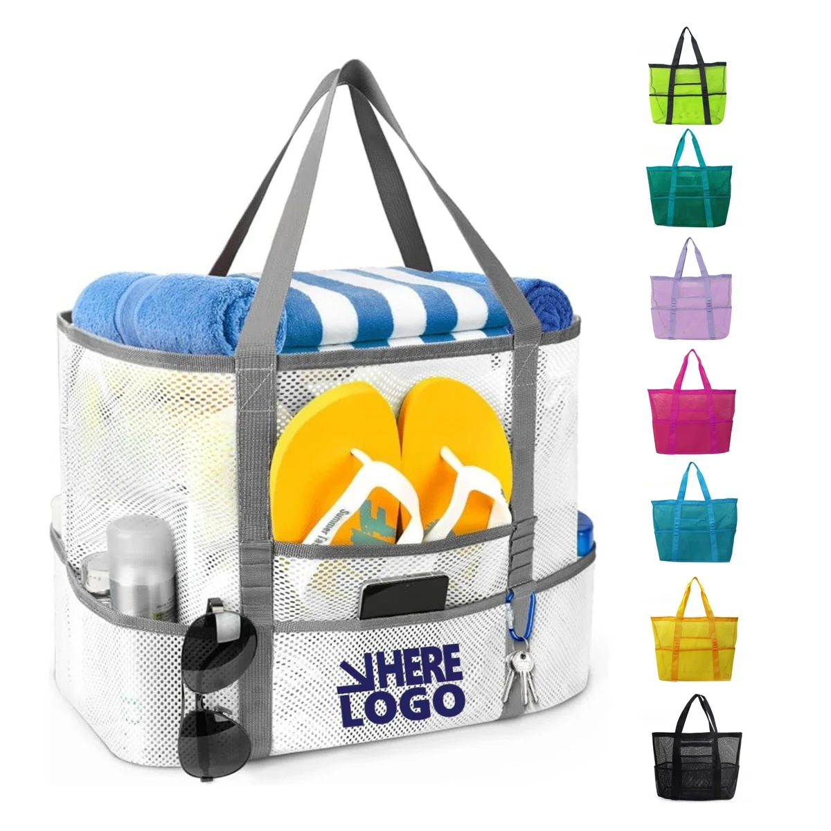 Extra Large Mesh Pockets Beach Bag 1