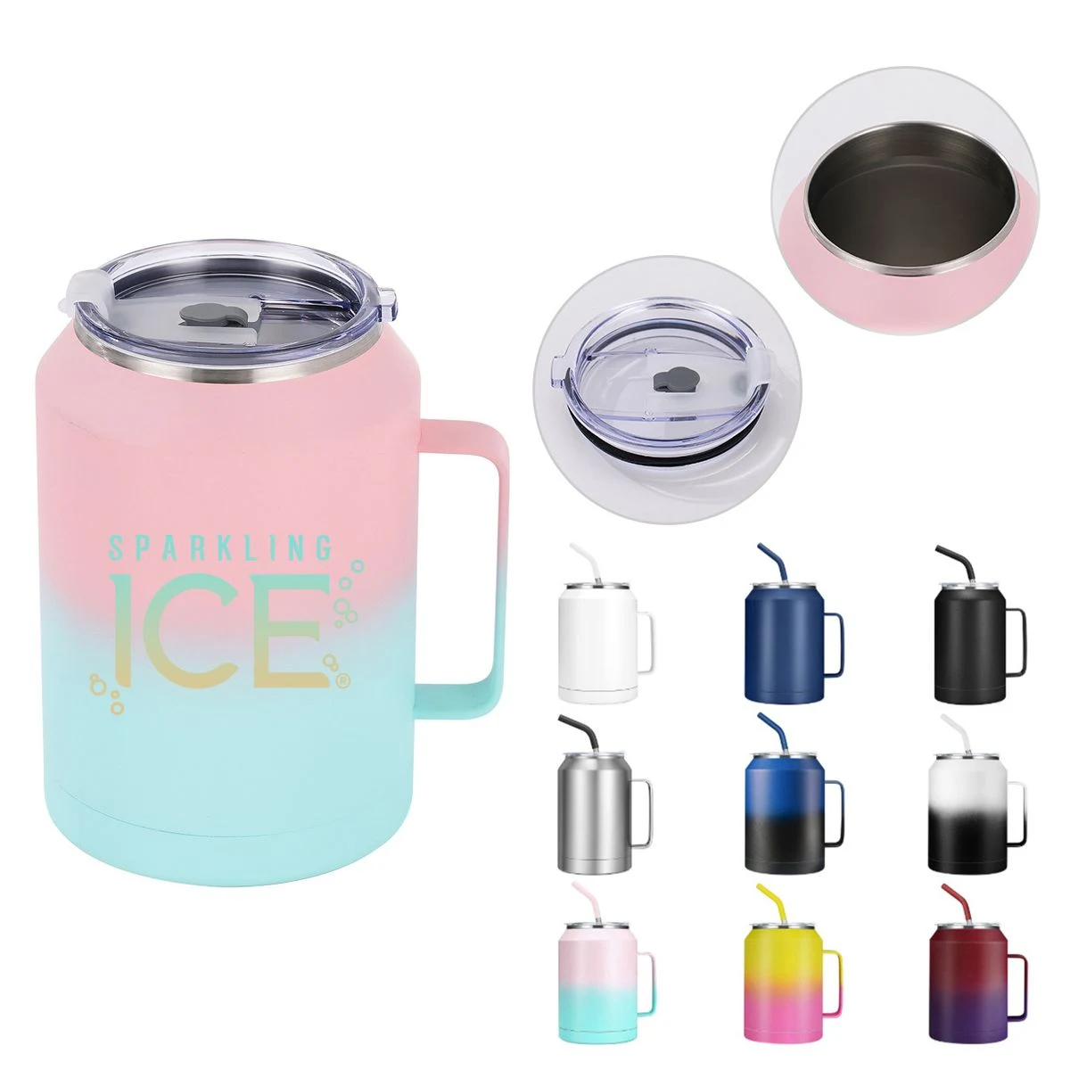 32 oz. Vacuum Insulated Mug with Handle and Straw 1