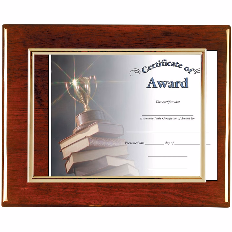 Slide In Certificate Plaque-Rosewood