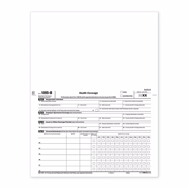 Laser 1095B ACA Health Coverage forms - 50 sheets/pk