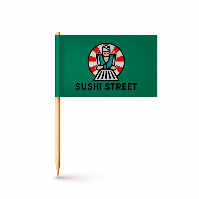 Custom Paper Toothpick Flags - Style A Flag Size 1" x 1.5"