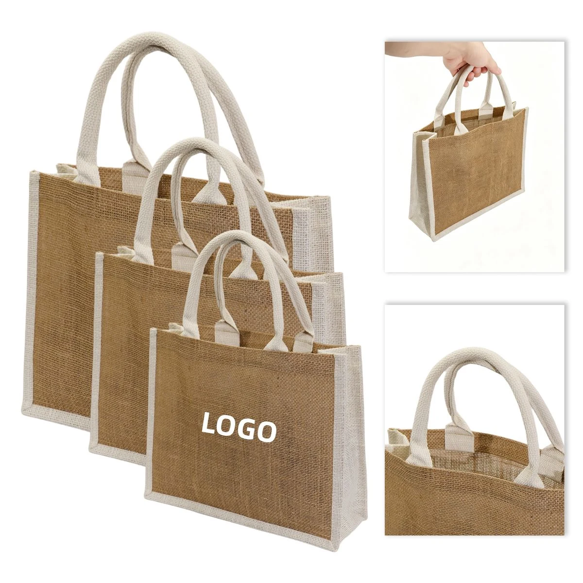 Linen Jute Tote Bag, custom tote bag with logo imprint 1
