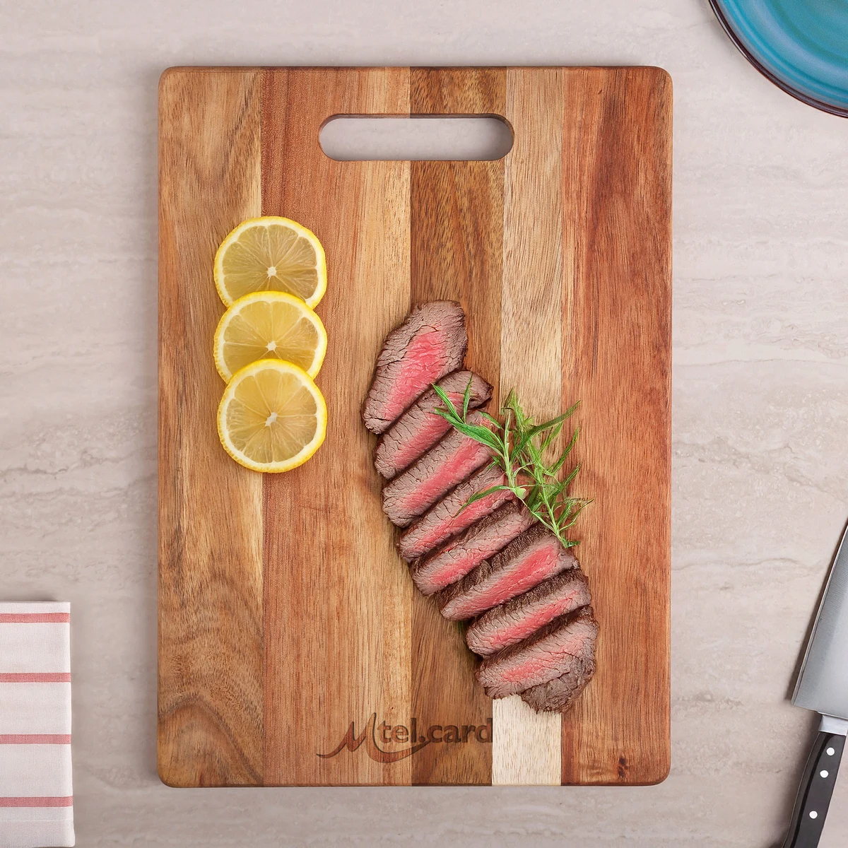 Acacia Cutting Board w/Handle 1