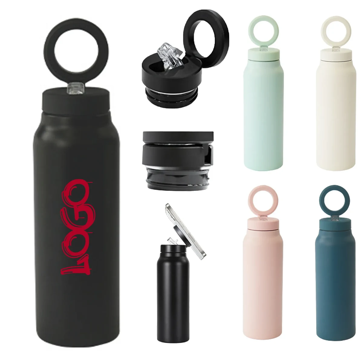 MOQ50 24oz Insulated Water Bottle With Magnetic Phonr Holder, custom water bottle with logo imprint 1