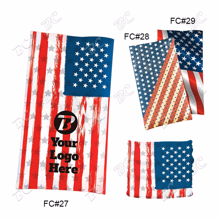Flag Design 100% polyester Moisture Wicking Seamless Custom Bandana/Sport Scarfs/Gaiters