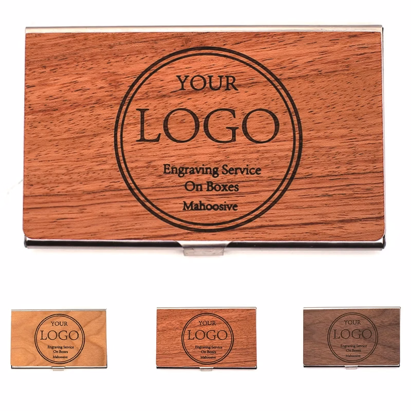 Walnut Wood Business Holder Slim Name Card Case Wallet