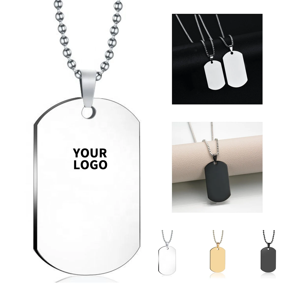 Personalized Dog Tag Pendant With Chain 1.97" Length X 1.1" Width 1