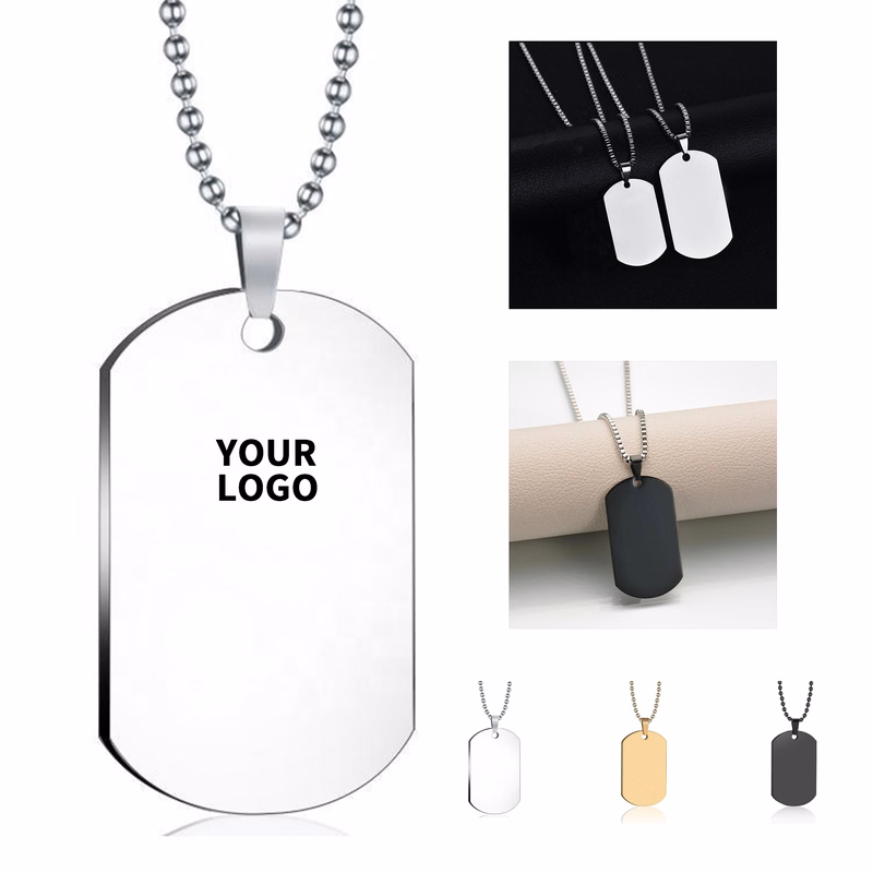 Personalized Dog Tag Pendant With Chain 1.97" Length X 1.1" Width