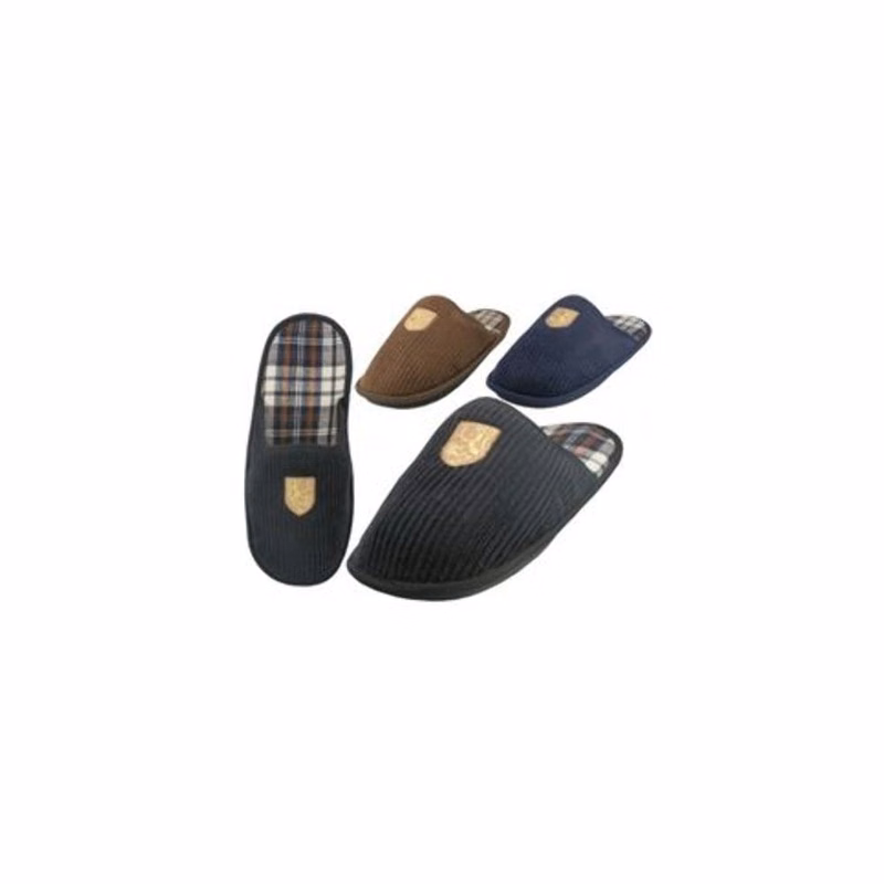 Men's Corduroy Slippers - S-XL Embroidered Assorted Colors